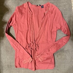 American Eagle Outfitters Small tie front NWOT coral Top